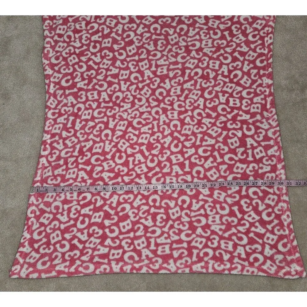 Pink White Letters Alphabet Numbers Fleece Baby Blanket 30x38 Berkshire